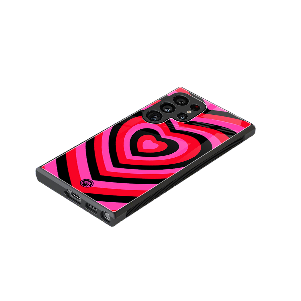 y2k black pink hearts aesthetic back phone cover | glass case for samsung galaxy s23 ultra