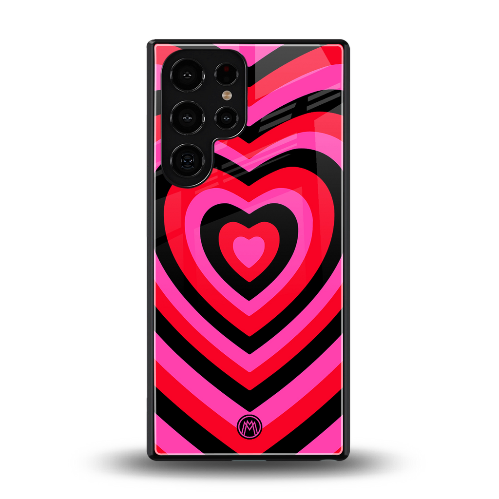 y2k black pink hearts aesthetic back phone cover | glass case for samsung galaxy s25 ultra