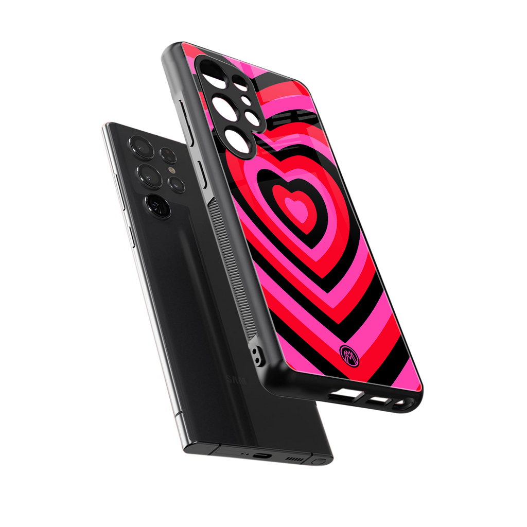 y2k black pink hearts aesthetic back phone cover | glass case for samsung galaxy s25 ultra