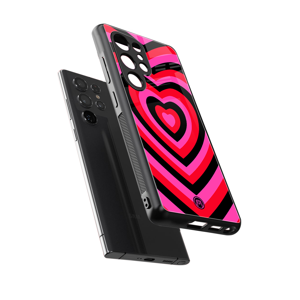 y2k black pink hearts aesthetic back phone cover | glass case for samsung galaxy s25 ultra