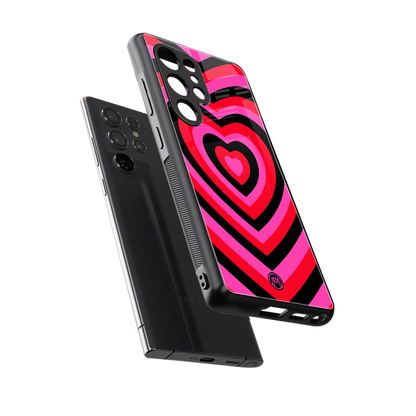 y2k black pink hearts aesthetic back phone cover | glass case for samsung galaxy s25 ultra