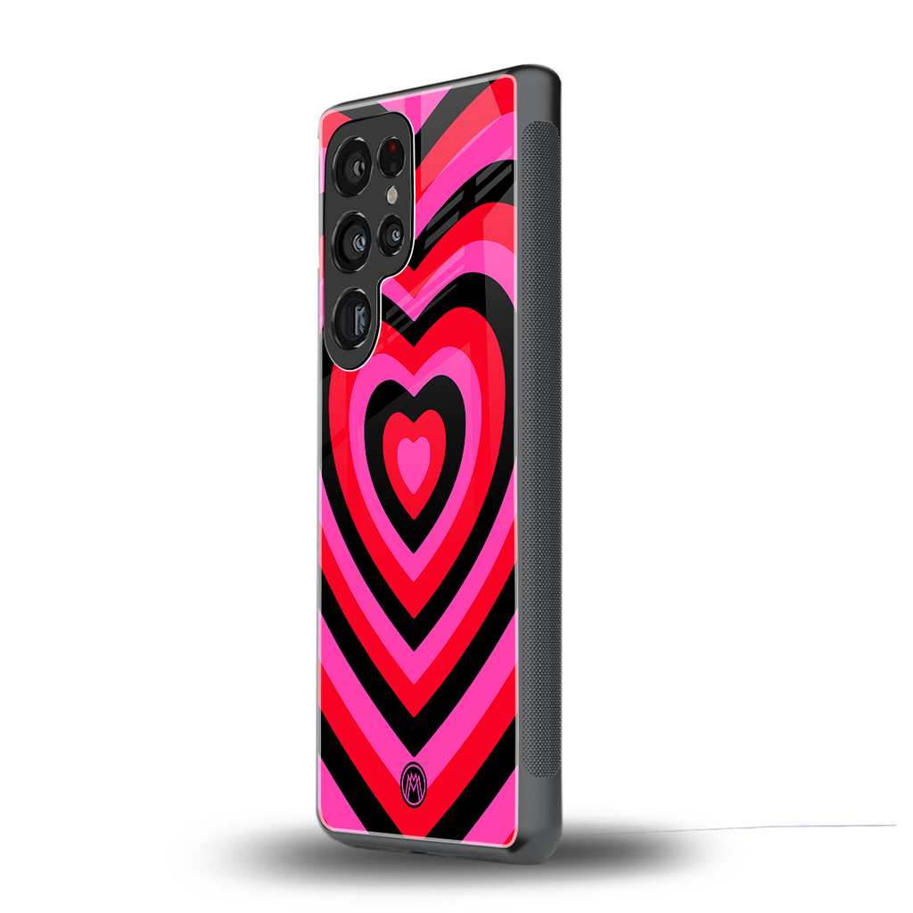 y2k black pink hearts aesthetic back phone cover | glass case for samsung galaxy s25 ultra
