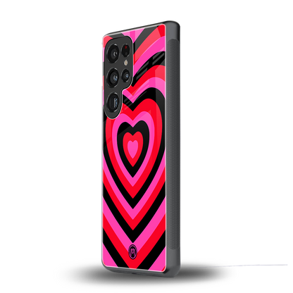 y2k black pink hearts aesthetic back phone cover | glass case for samsung galaxy s25 ultra