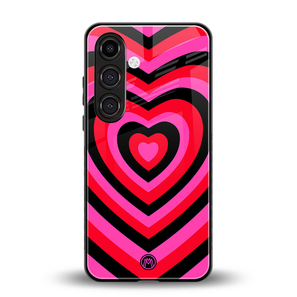 y2k black pink hearts aesthetic back phone cover | glass case for samsung galaxy s24 plus