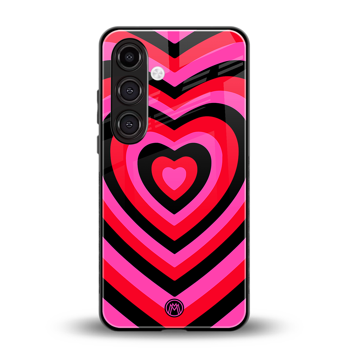 y2k black pink hearts aesthetic back phone cover | glass case for samsung galaxy s24 plus