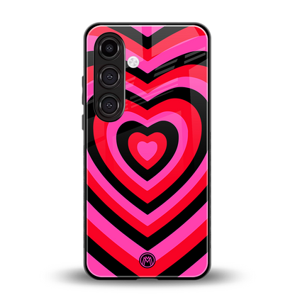 y2k black pink hearts aesthetic back phone cover | glass case for samsung galaxy s24 plus