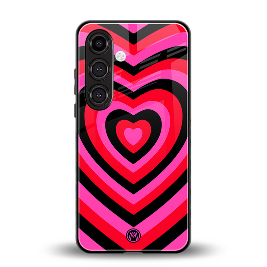 y2k black pink hearts aesthetic back phone cover | glass case for samsung galaxy s23 plus