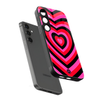 y2k black pink hearts aesthetic back phone cover | glass case for samsung galaxy s24 plus