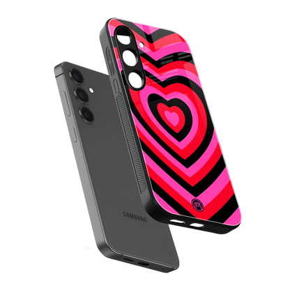 y2k black pink hearts aesthetic back phone cover | glass case for samsung galaxy s23 plus