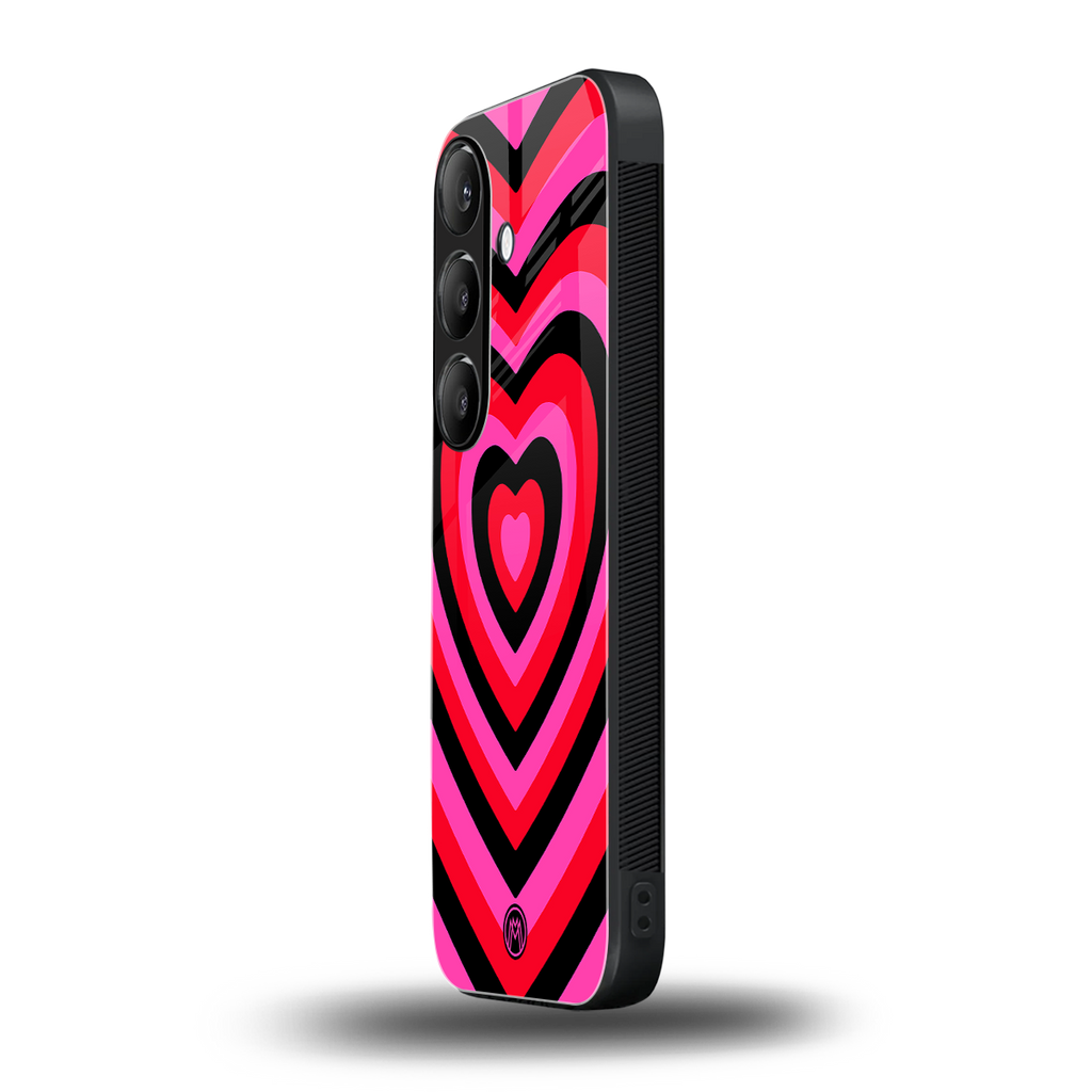 y2k black pink hearts aesthetic back phone cover | glass case for samsung galaxy s24