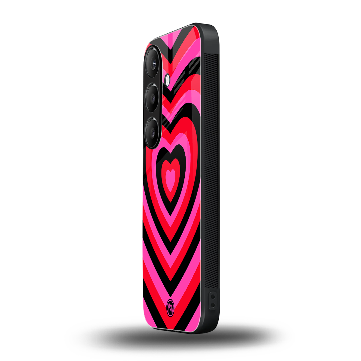 y2k black pink hearts aesthetic back phone cover | glass case for samsung galaxy s24 plus