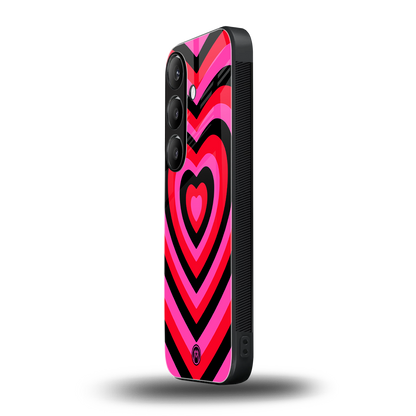 y2k black pink hearts aesthetic back phone cover | glass case for samsung galaxy s24 plus