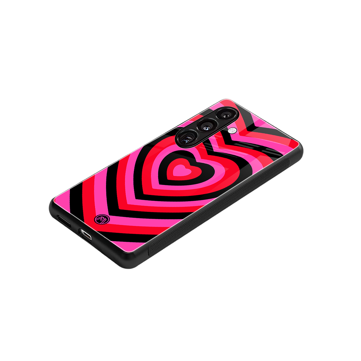 y2k black pink hearts aesthetic back phone cover | glass case for samsung galaxy s25 plus