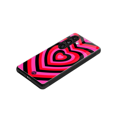 y2k black pink hearts aesthetic back phone cover | glass case for samsung galaxy s24 fe