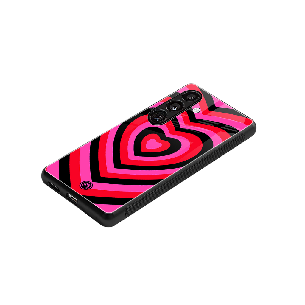 y2k black pink hearts aesthetic back phone cover | glass case for samsung galaxy s25