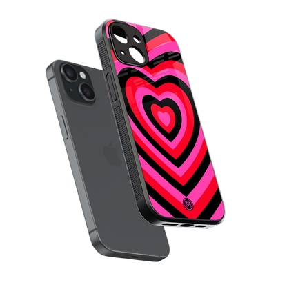 y2k black pink hearts aesthetic back phone cover | glass case for iphone 15