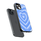 y2k blue hearts aesthetic back phone cover | glass case for iphone 13 mini
