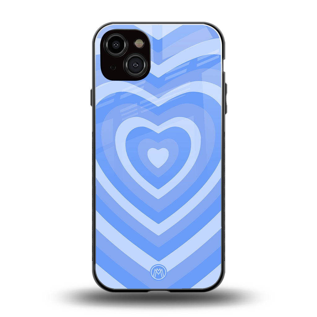 y2k blue hearts aesthetic back phone cover | glass case for iphone 15 plus