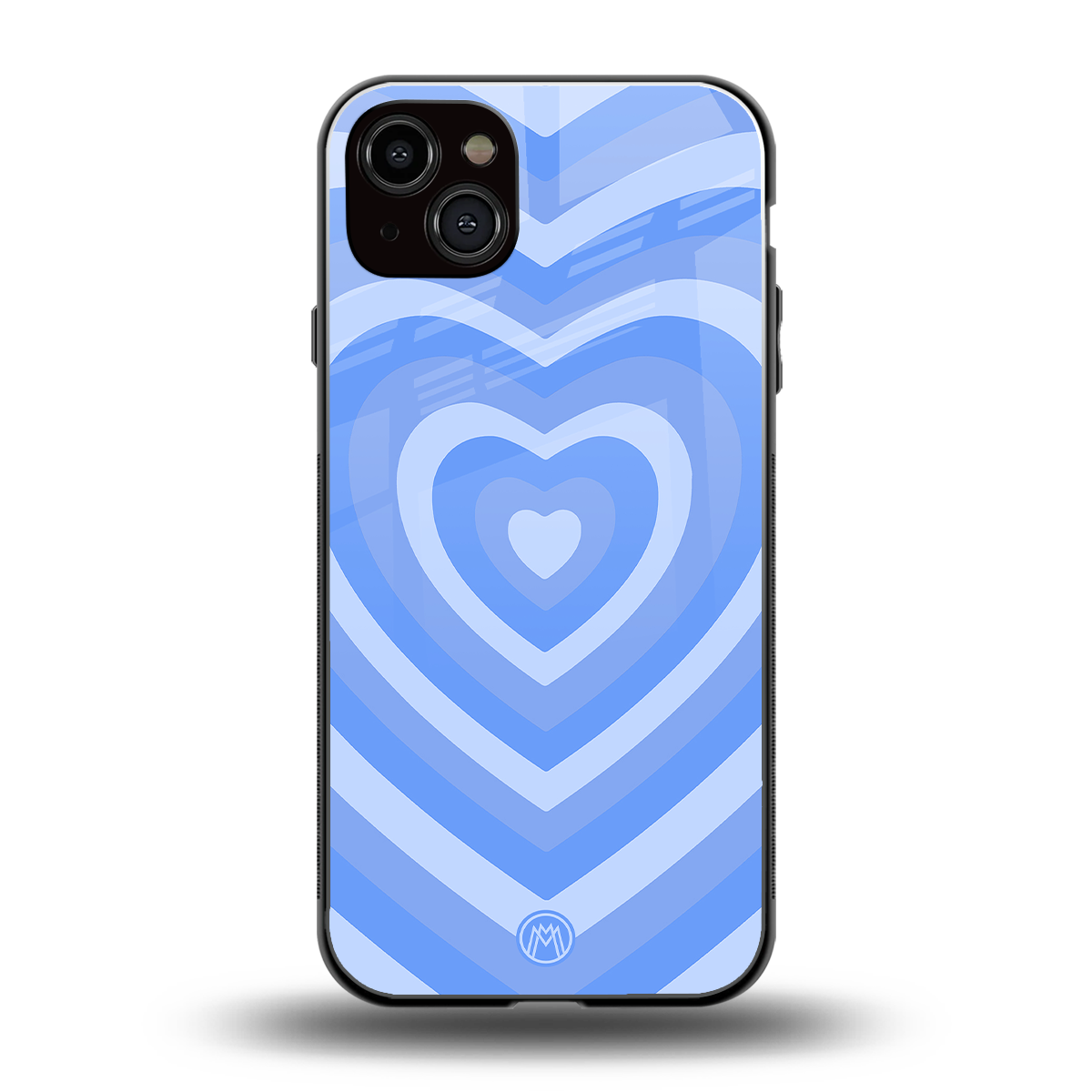 y2k blue hearts aesthetic back phone cover | glass case for iphone 14 plus