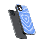 y2k blue hearts aesthetic back phone cover | glass case for iphone 15 plus
