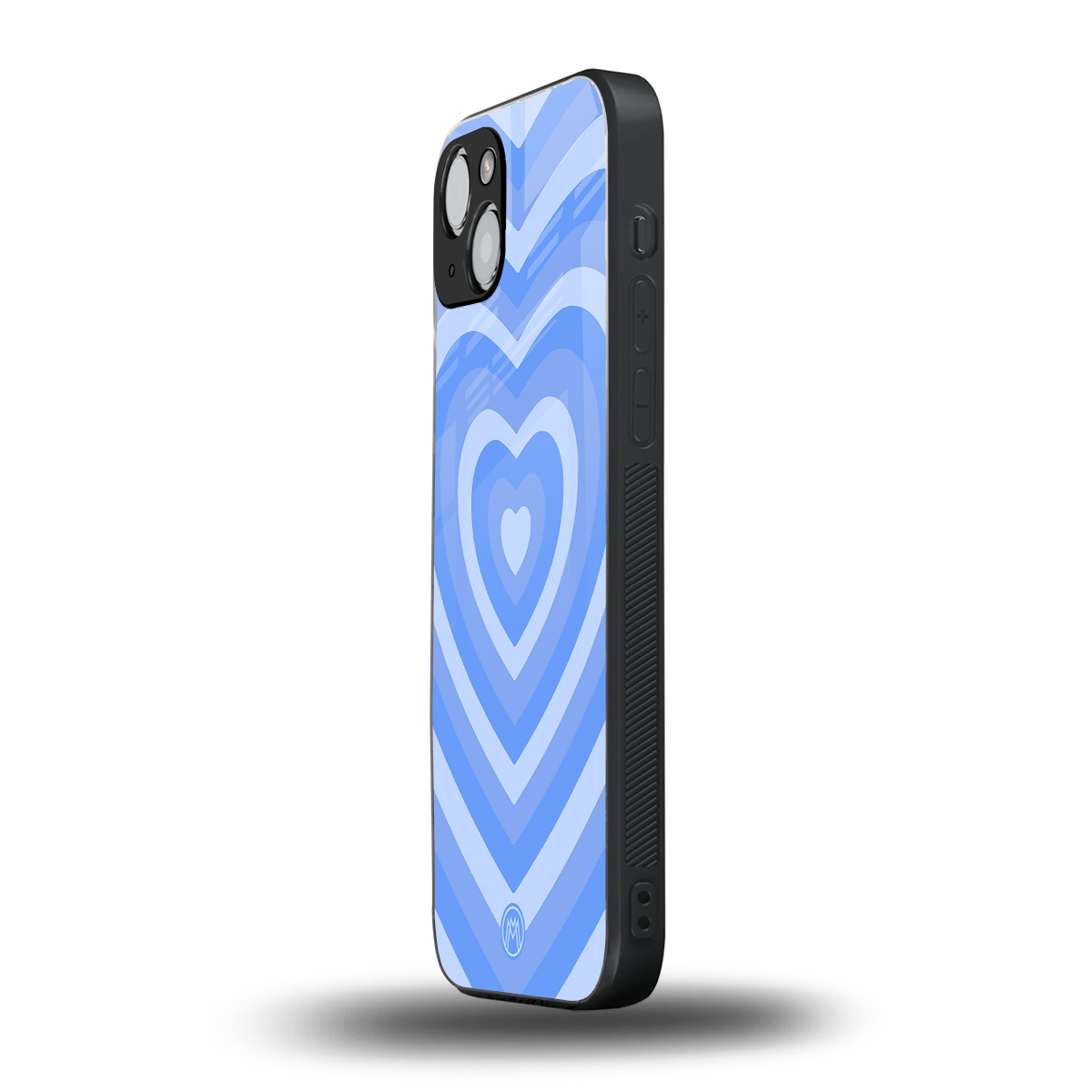 y2k blue hearts aesthetic back phone cover | glass case for iphone 15 plus
