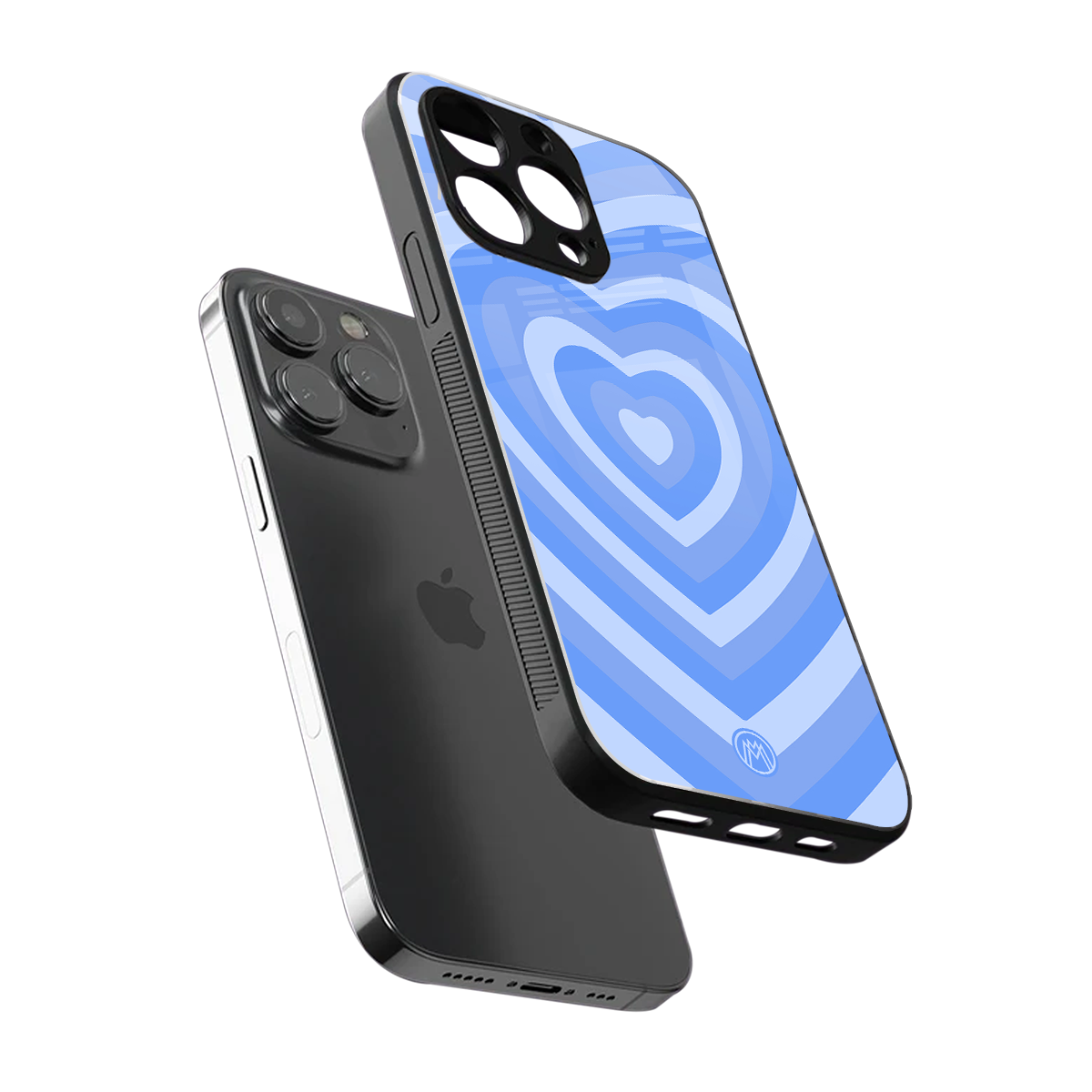 y2k blue hearts aesthetic back phone cover | glass case for iphone 15 pro max