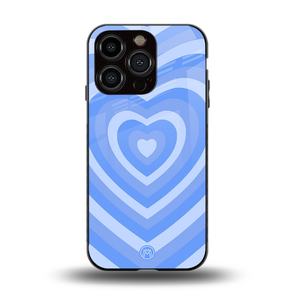 y2k blue hearts aesthetic back phone cover | glass case for iphone 14 pro