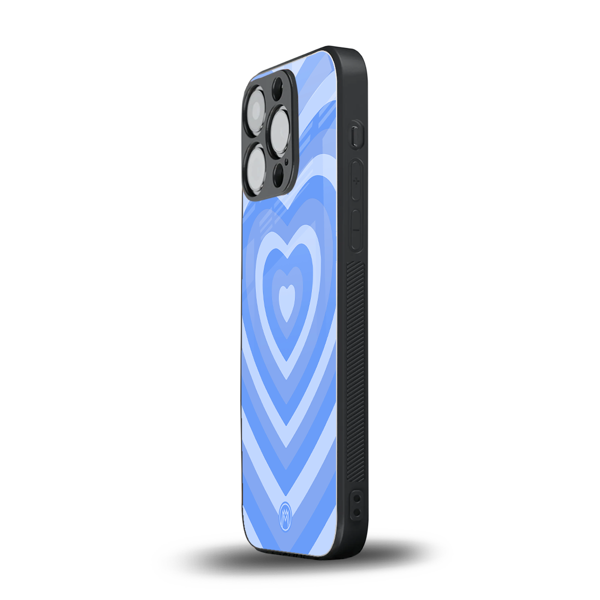 y2k blue hearts aesthetic back phone cover | glass case for iphone 15 pro