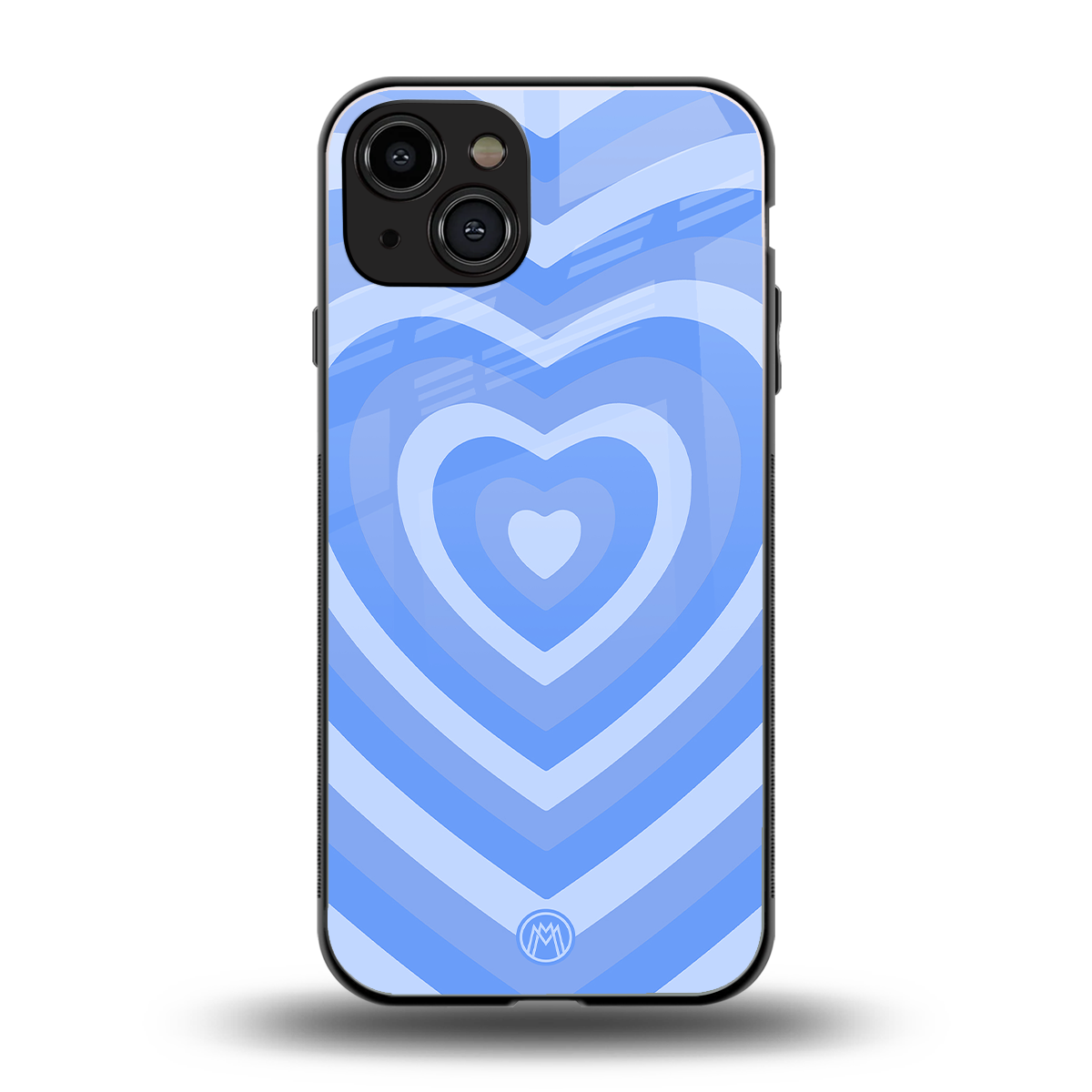 y2k blue hearts aesthetic back phone cover | glass case for iphone 15