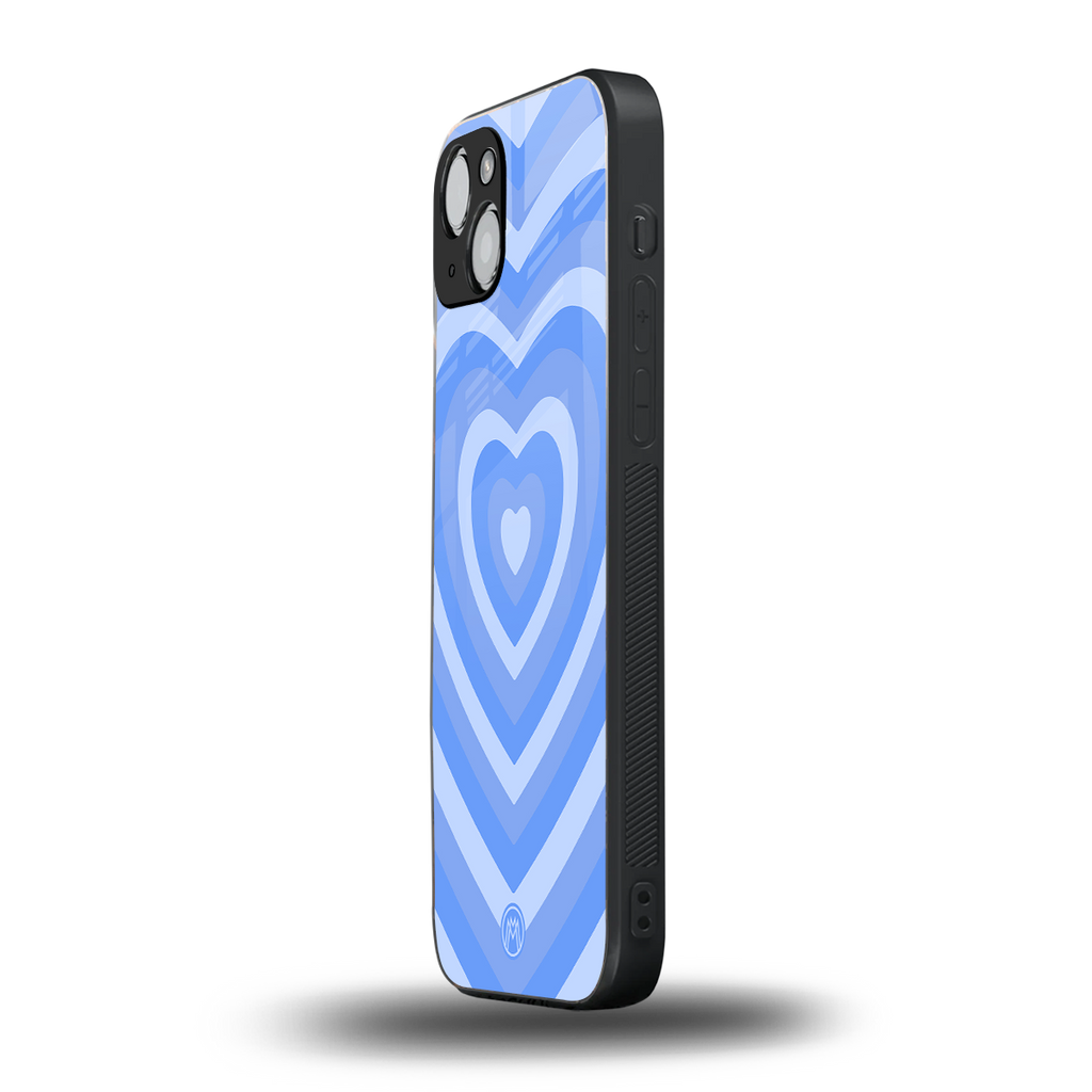 y2k blue hearts aesthetic back phone cover | glass case for iphone 15
