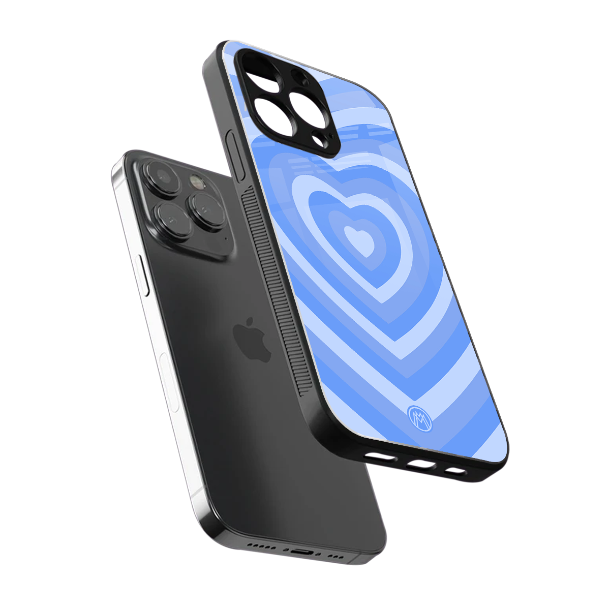 y2k blue hearts aesthetic back phone cover | glass case for iphone 15 pro