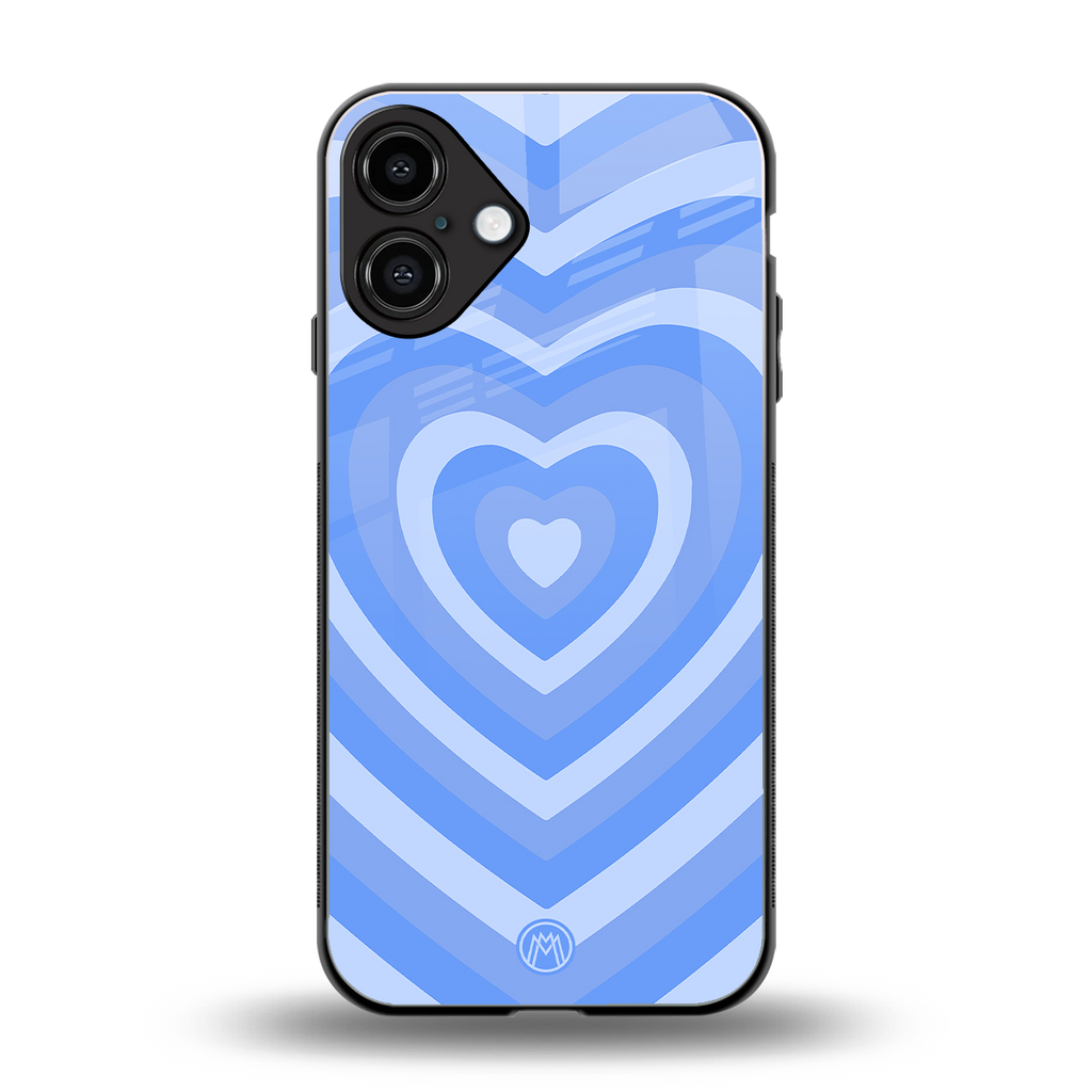 y2k blue hearts aesthetic back phone cover | glass case for iphone 16 plus