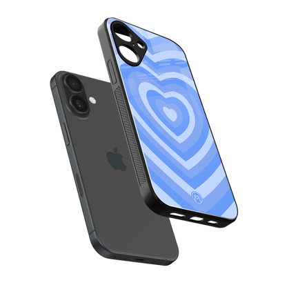 y2k blue hearts aesthetic back phone cover | glass case for iphone 16 plus