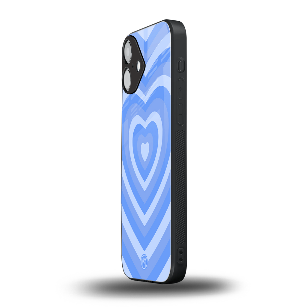 y2k blue hearts aesthetic back phone cover | glass case for iphone 16 plus