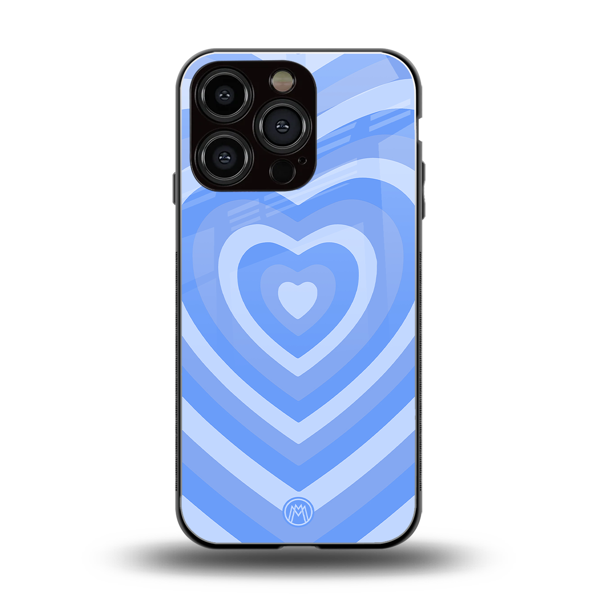 y2k blue hearts aesthetic back phone cover | glass case for iphone 16 pro