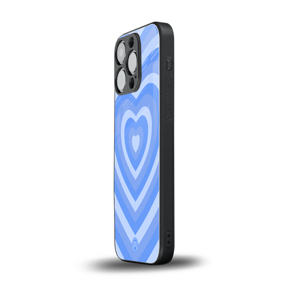 y2k blue hearts aesthetic back phone cover | glass case for iphone 16 pro
