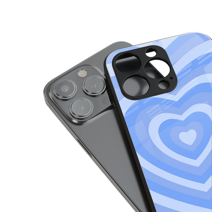 y2k blue hearts aesthetic back phone cover | glass case for iphone 15 pro