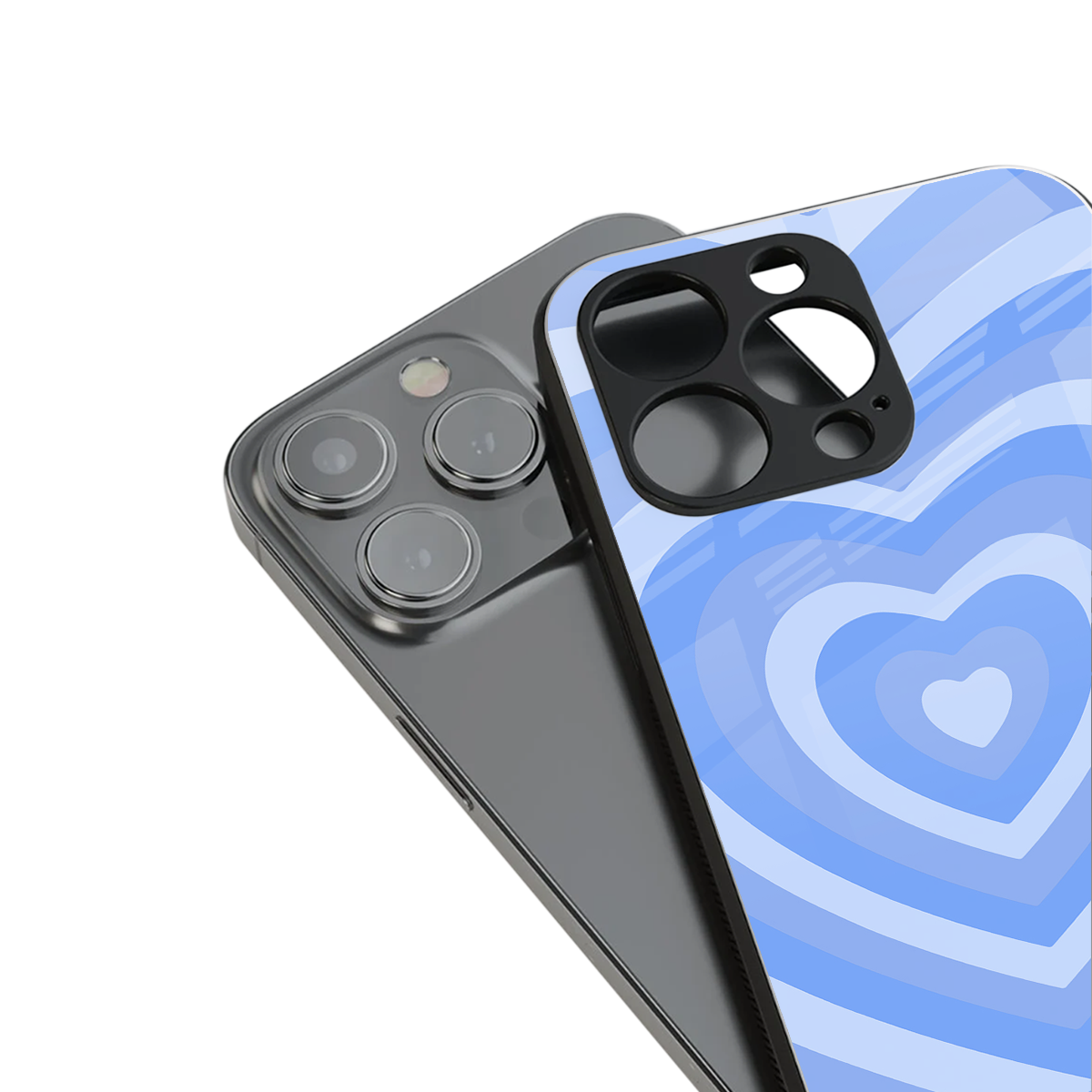 y2k blue hearts aesthetic back phone cover | glass case for iphone 15 plus