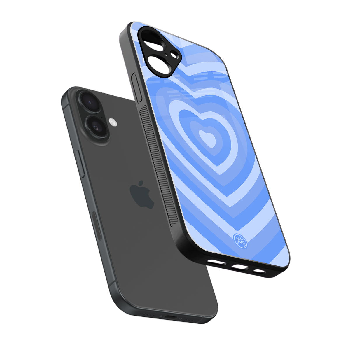 y2k blue hearts aesthetic back phone cover | glass case for iphone 16