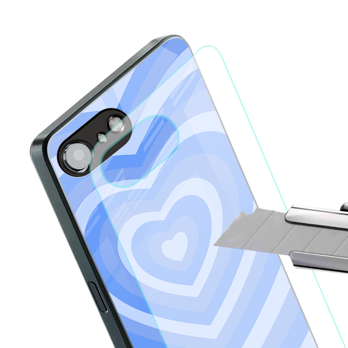 y2k blue hearts aesthetic back phone cover | glass case for iphone 16e