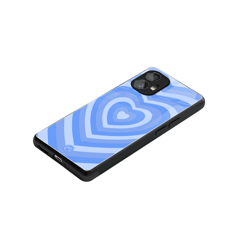 y2k blue hearts aesthetic back phone cover | glass case for nothing phone 1