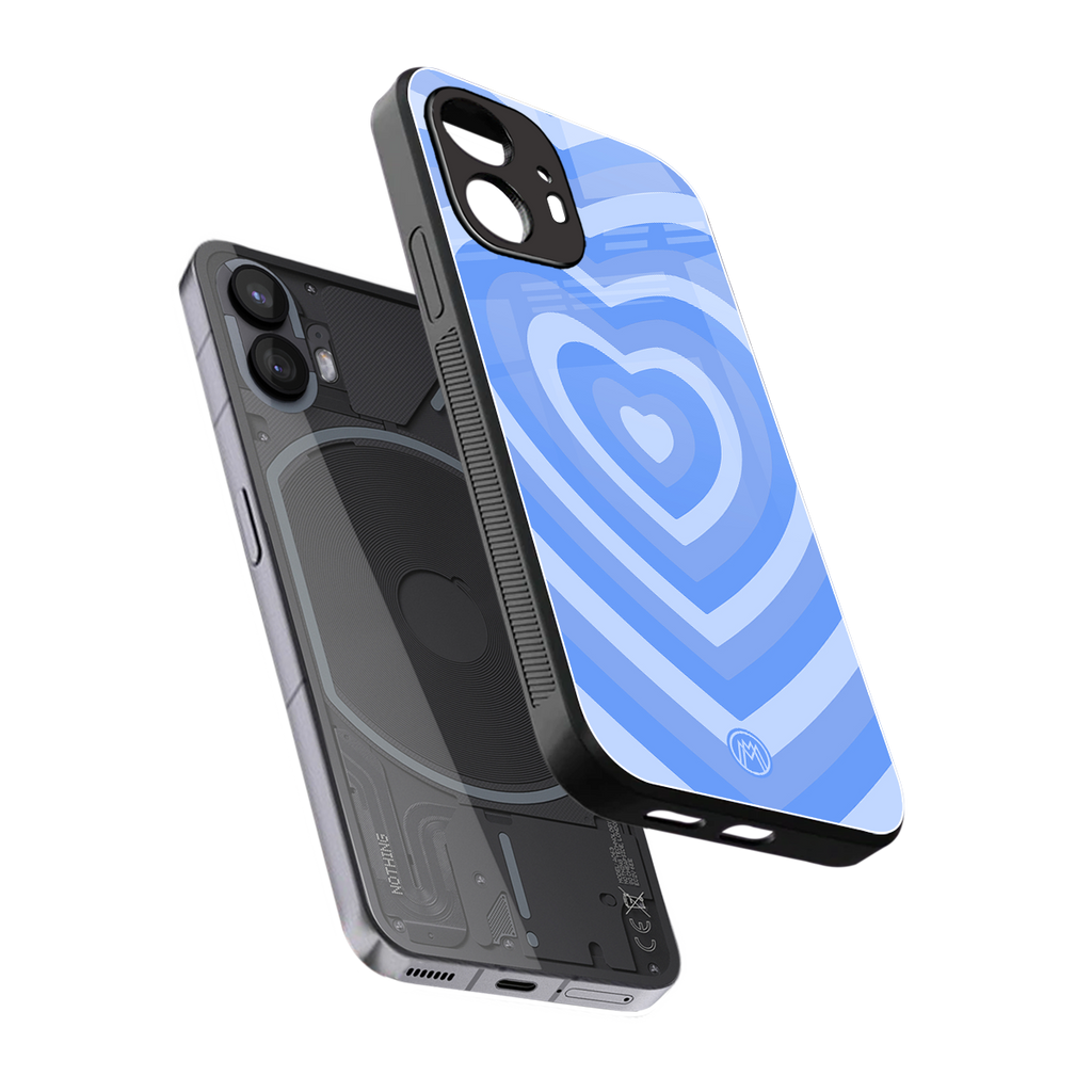 y2k blue hearts aesthetic back phone cover | glass case for nothing phone 2