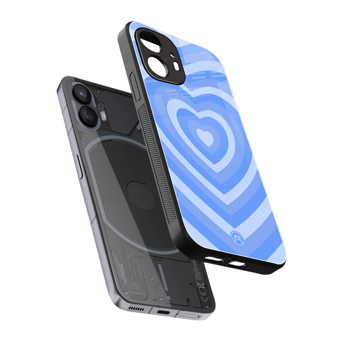 y2k blue hearts aesthetic back phone cover | glass case for nothing phone 2