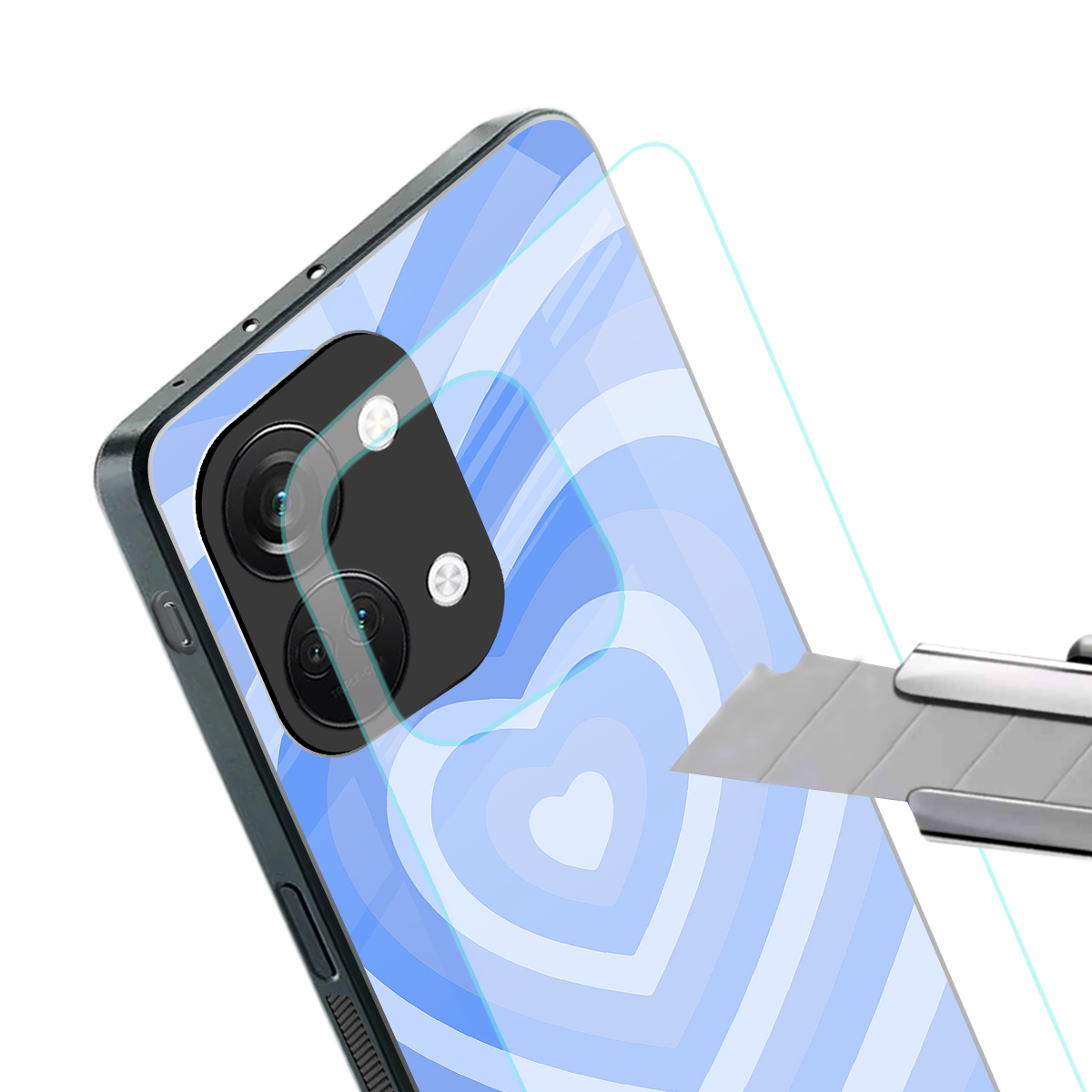 y2k blue hearts aesthetic back phone cover | glass case for oneplus nord 3
