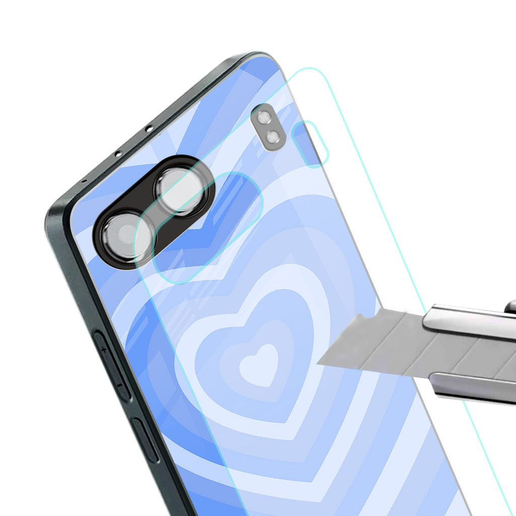 y2k blue hearts aesthetic back phone cover | glass case for oneplus nord 4