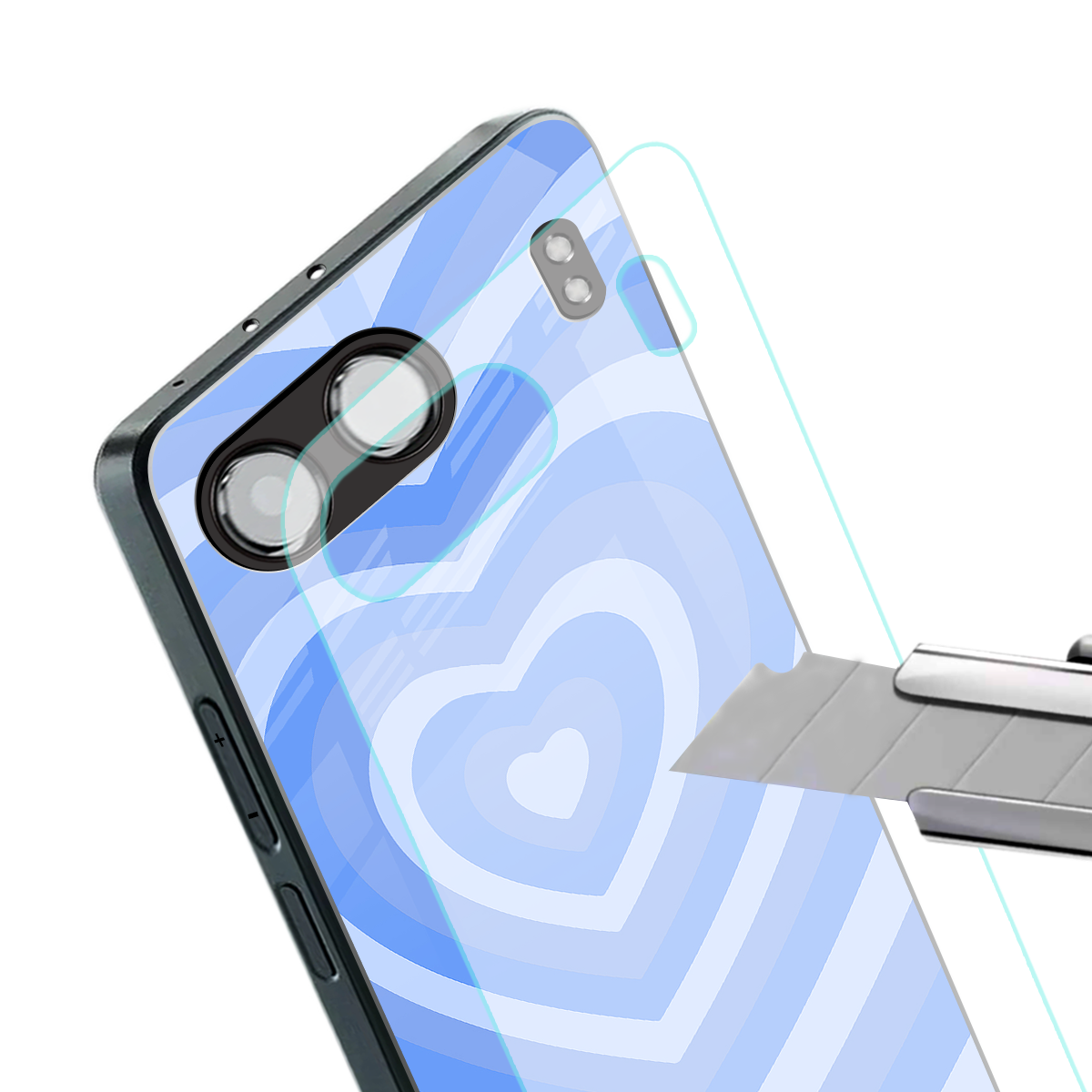 y2k blue hearts aesthetic back phone cover | glass case for oneplus nord 4