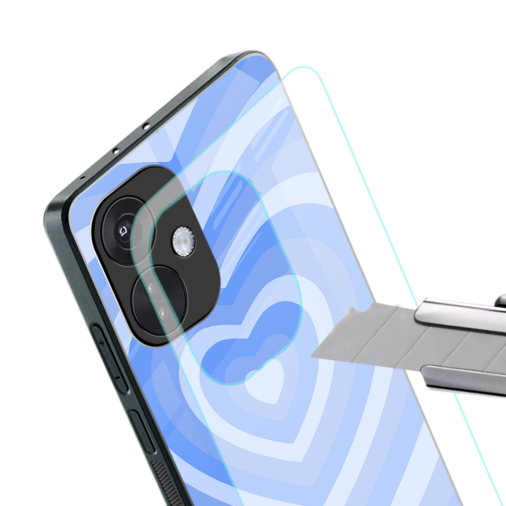 y2k blue hearts aesthetic back phone cover | glass case for oneplus nord ce 3