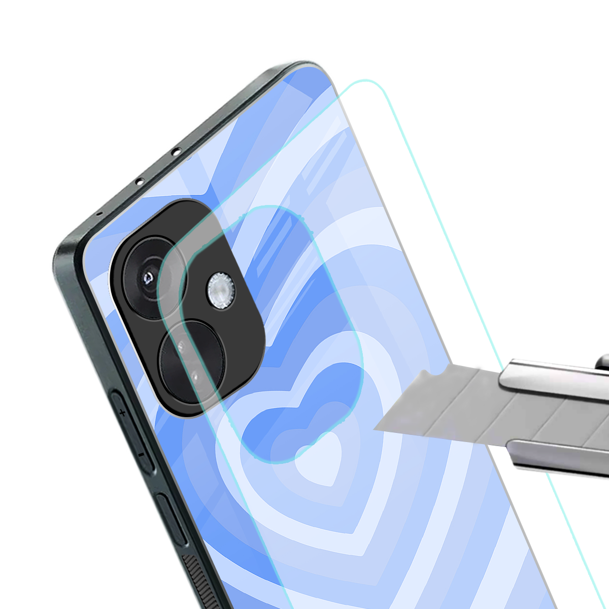 y2k blue hearts aesthetic back phone cover | glass case for oneplus nord ce 3