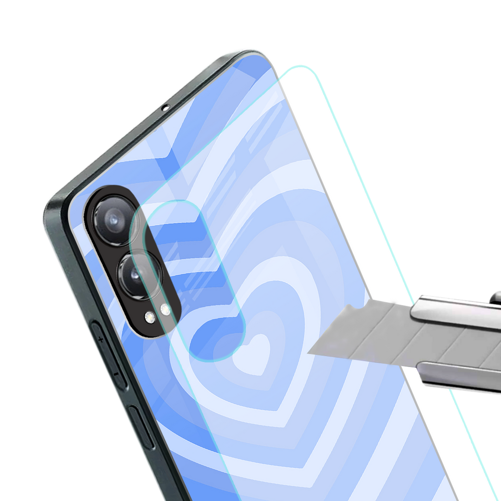 y2k blue hearts aesthetic back phone cover | glass case for oneplus nord ce 4 lite