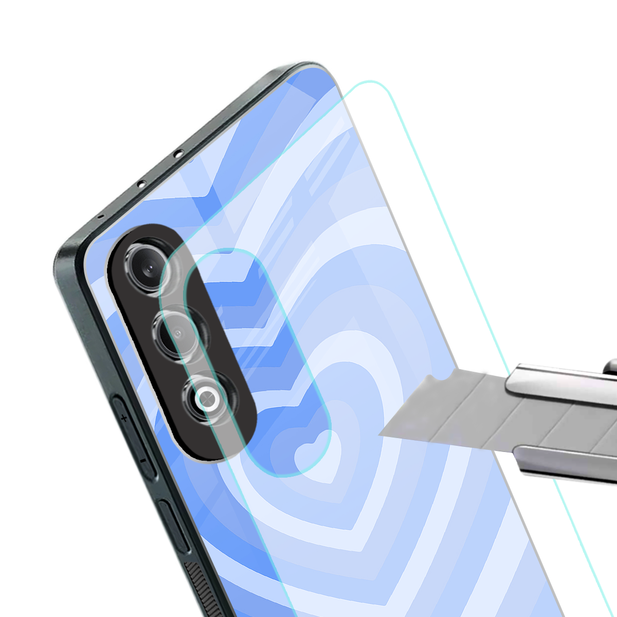 y2k blue hearts aesthetic back phone cover | glass case for oneplus nord ce 4